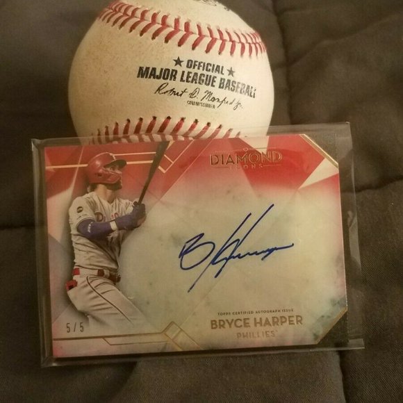 2020 Topps Diamond Icons Autograph Card BRYCE HARPER 5/5 RED VARIANT PHILLIES - Picture 3 of 3